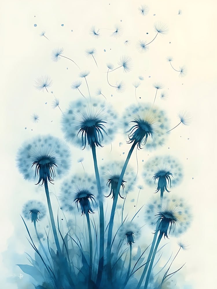 Gentle Blue Botanical Clusters