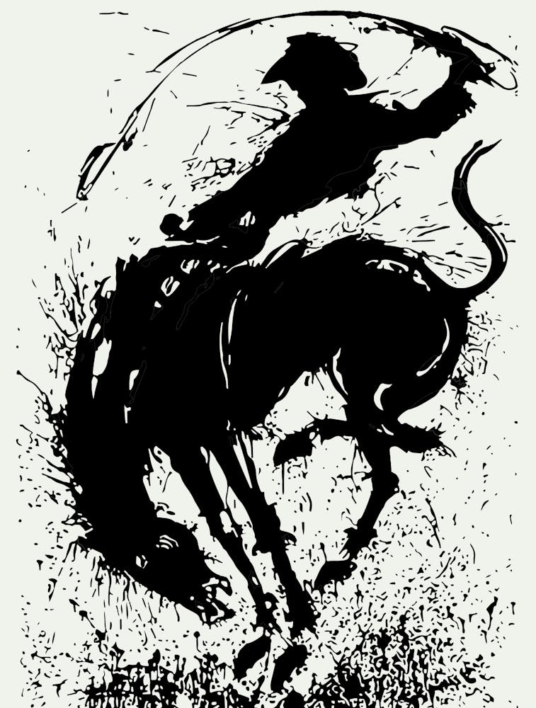 Dynamic Cowboy Rodeo Silhouette Art