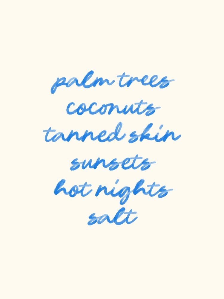 Summer Lover Poster Palm Trees Beach Tropical Wall Art Gift for Her Home Decor, Tanned Skin, Salty Hair, Sunsets, Coconuts