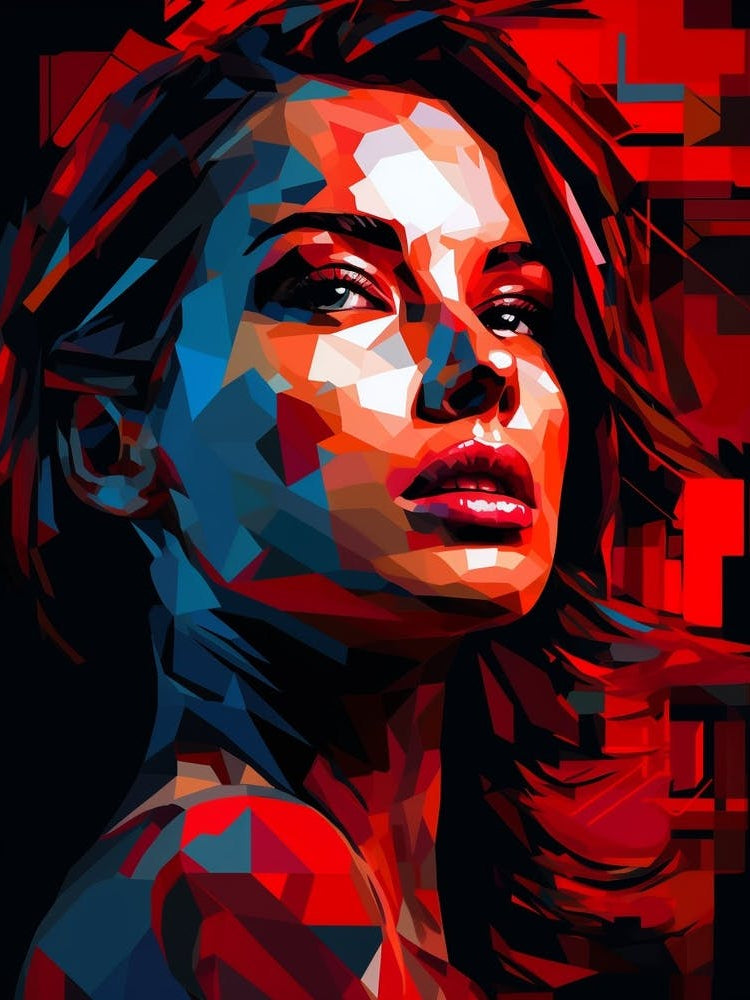 Digital Pixelation Abstract Geometry Lady 9