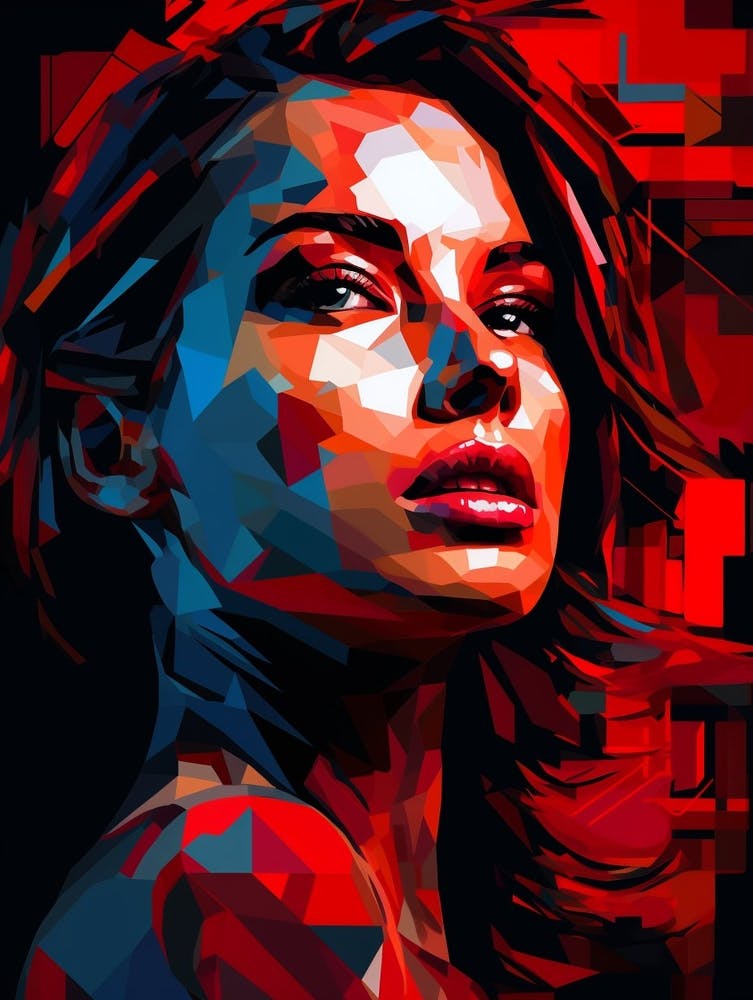 Digital Pixelation Abstract Geometry Lady 9