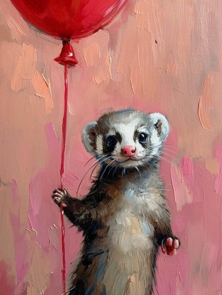 Cute Ferret 3 With Balloon
