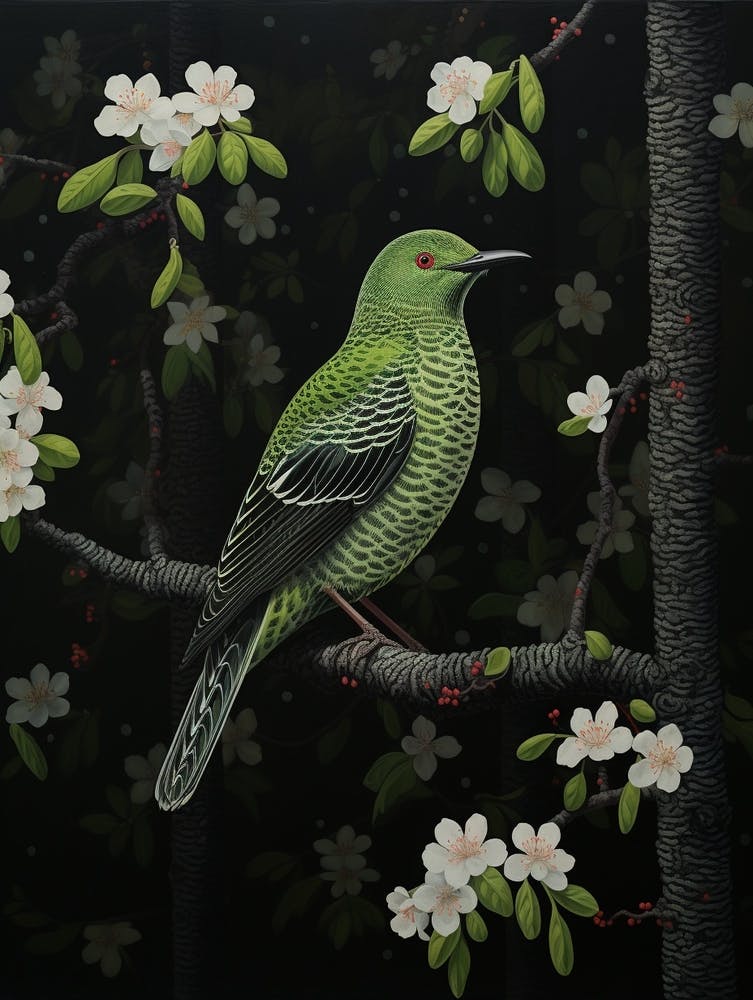 Ohara Koson Inspired Bird Painting Cuckoo 1