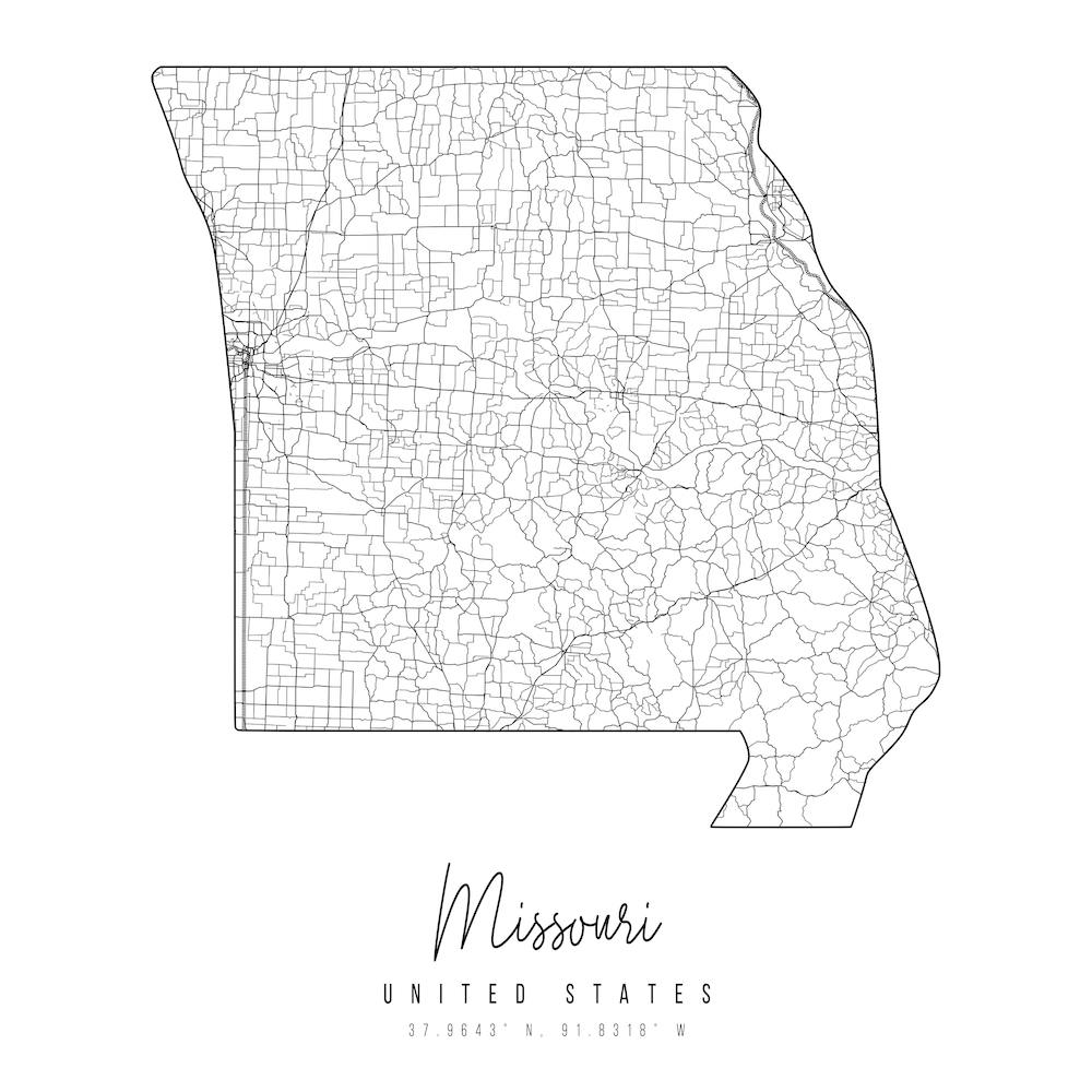 Missouri Minimal Street Map Square