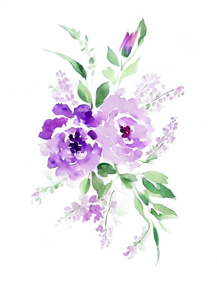 Lilac 2 Watercolour Flower