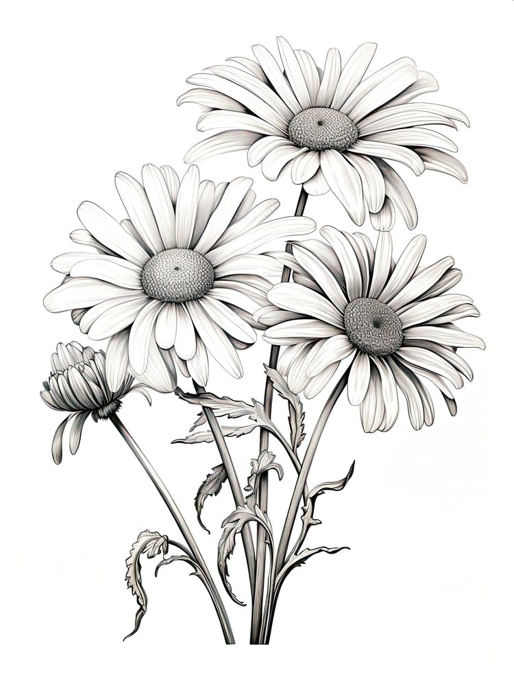 Daisies Flower Vintage Botanical 1