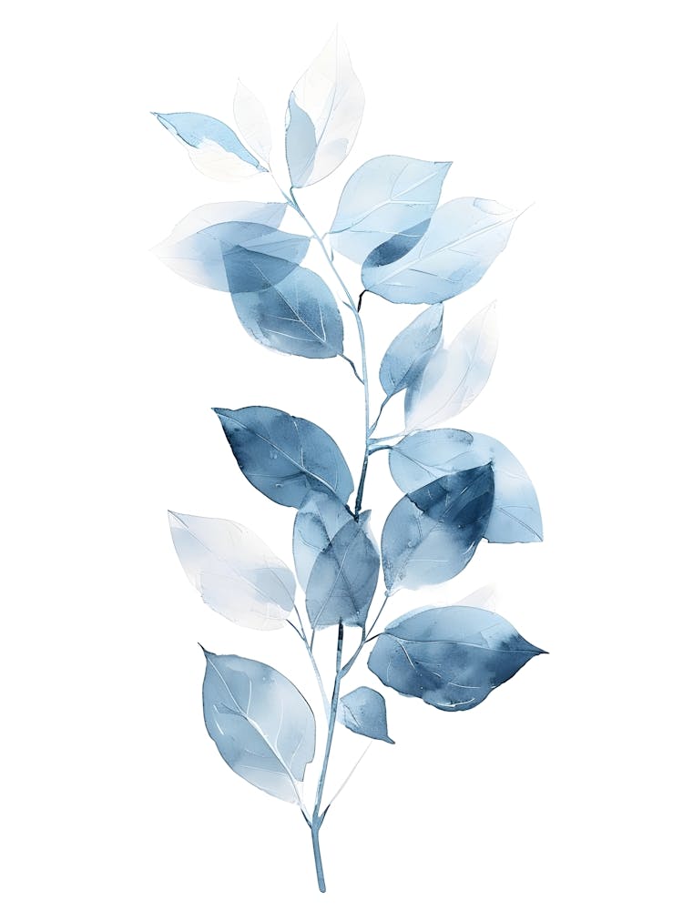 Watercolor Leaves On A White Background