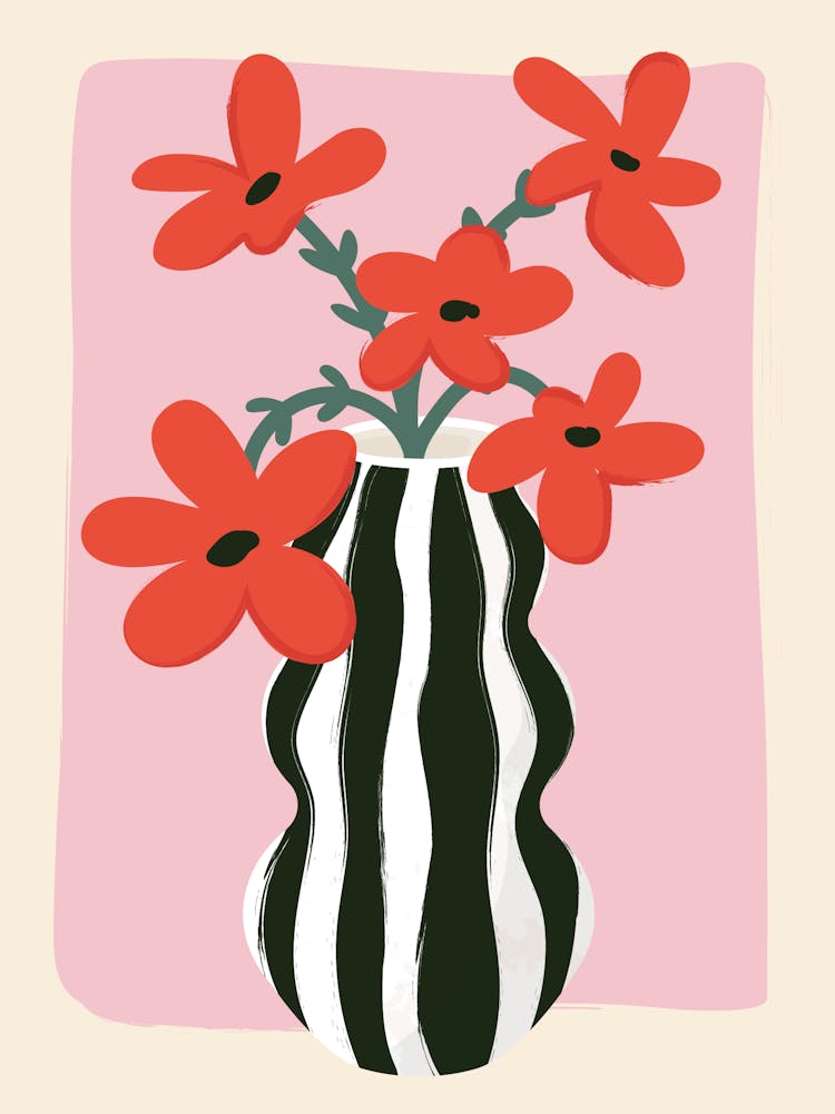 Red Flowers In A Vase