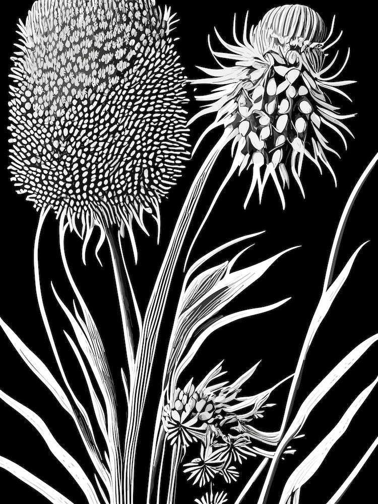 Rattlesnake Master Wildflower Linocut