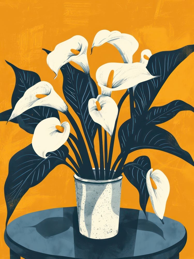 Calla Lily Flowers On A Table   Contemporary Illustration 2