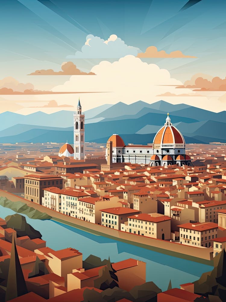 Florence, Italy, Geometric Illustration 1