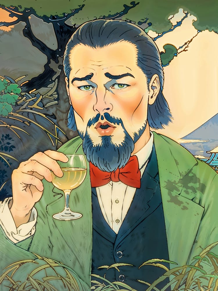 Japanese Leonardo DiCaprio Laughing Meme Art