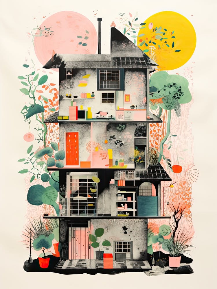A House In Tokyo, Abstract Risograph Style 2