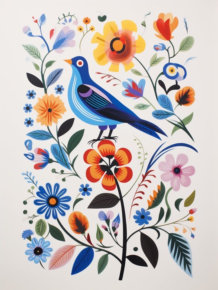 Scandinavian Bird Illustration Bluebird 3