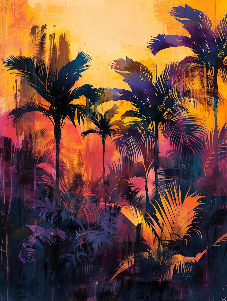Palm Trees At Sunset