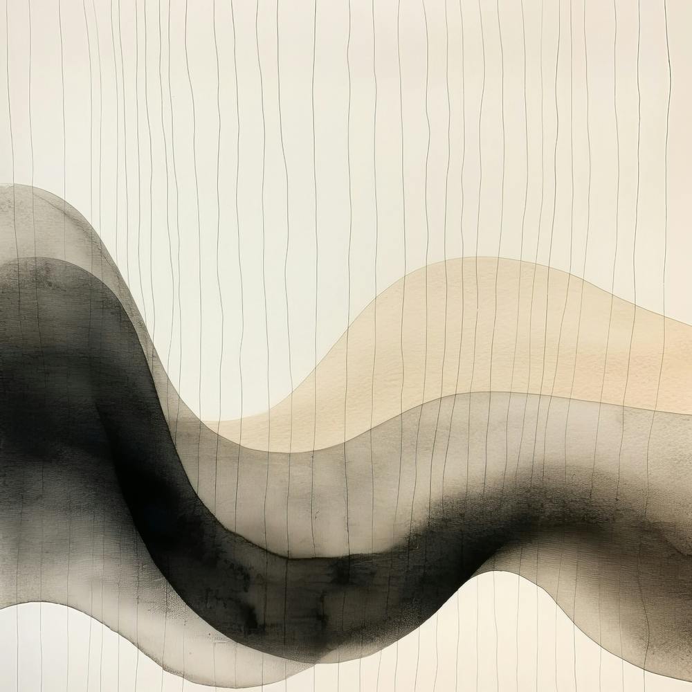 Abstract Organic Minimalist Black Waves 1