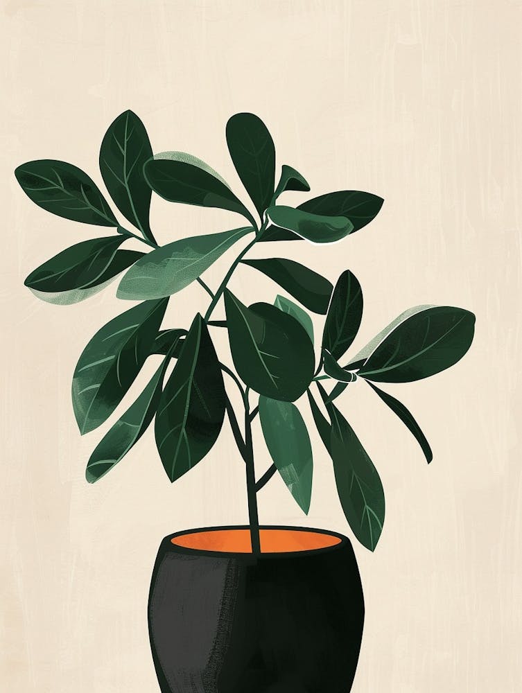 Geldbaum Pflanze Minimalistische Illustration 4