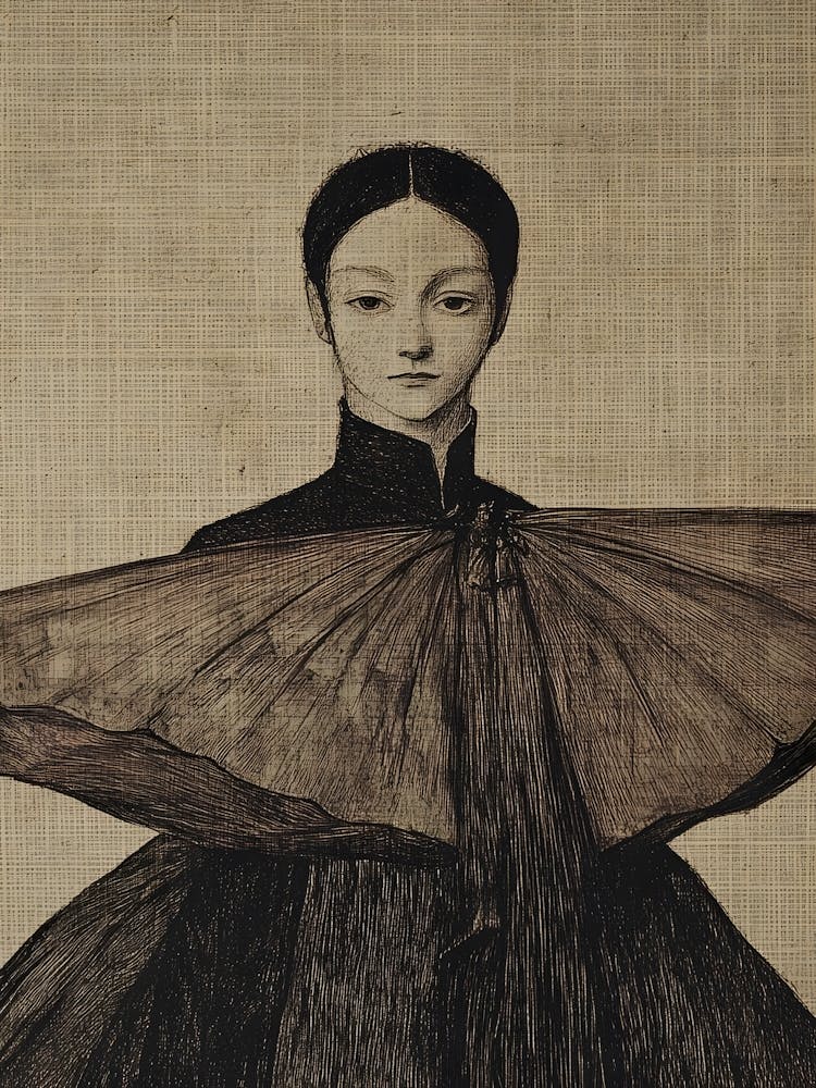 Dark Gothic Girl With A Parasol