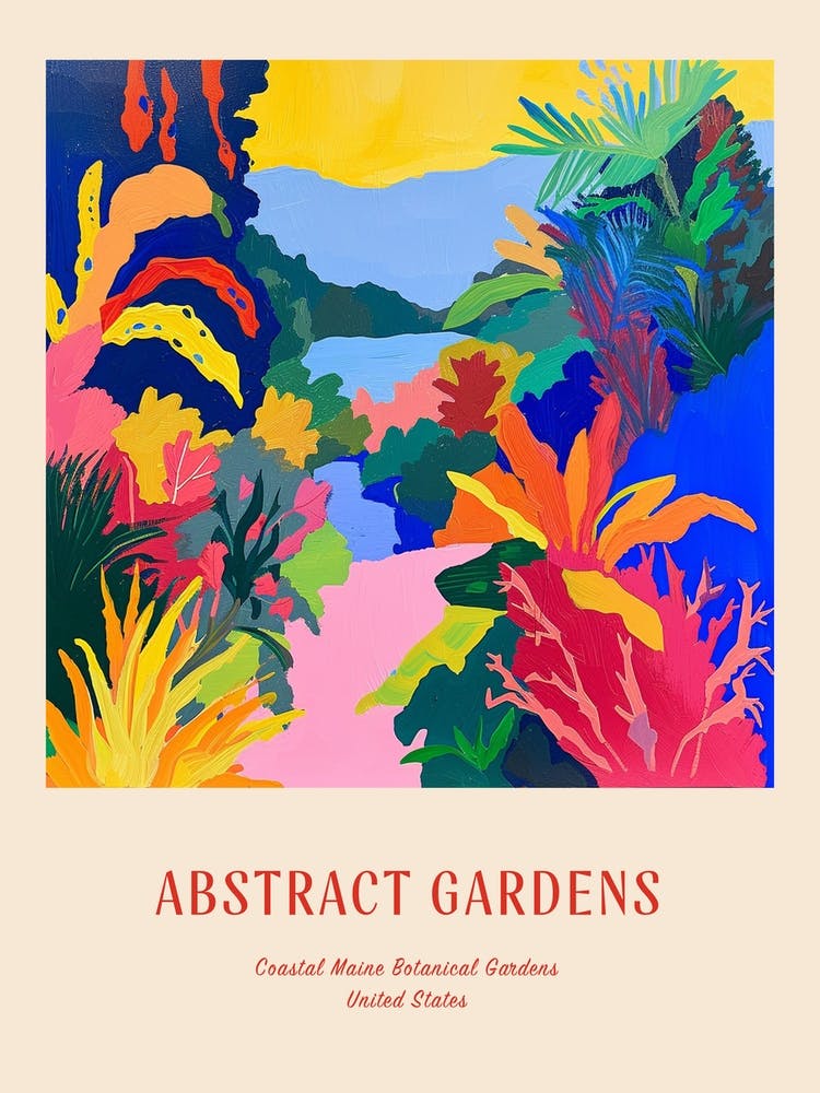 Colourful Gardens Coastal Maine Botanical Gardens Usa 3 Red Poster
