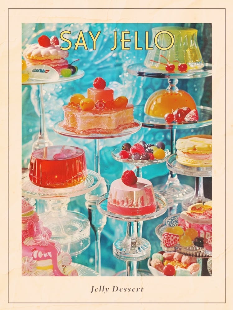 Jelly Dessert Platter Retro Collage 4 Poster