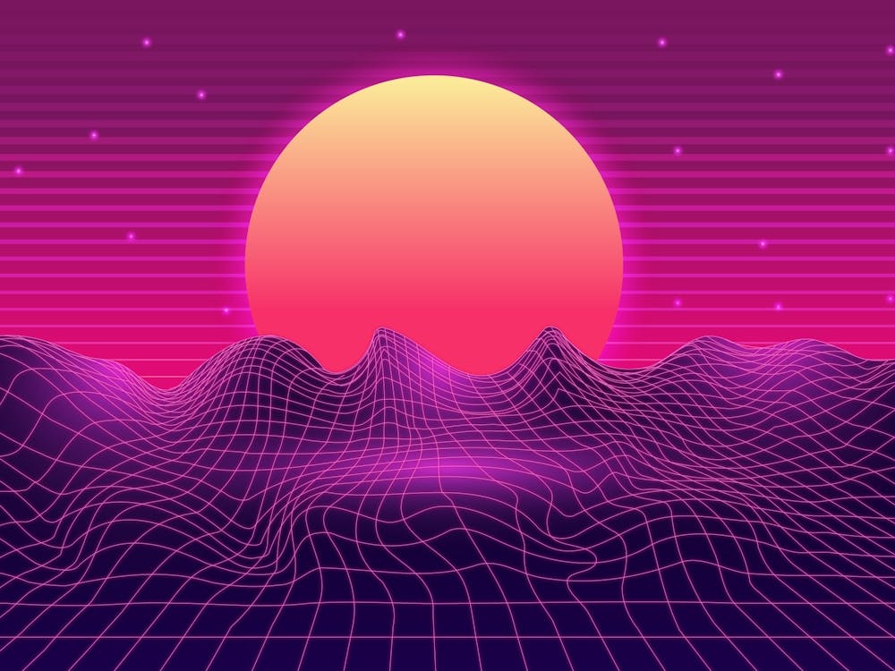 Synthwave Space: Sunset [synthwave/vaporwave/cyberpunk] — aesthetic poster, retrowave poster, neon poster 1