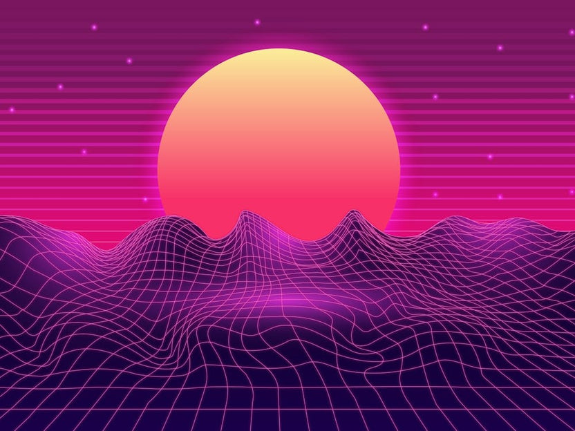 Synthwave Space: Sunset [synthwave/vaporwave/cyberpunk] — aesthetic poster, retrowave poster, neon poster 1