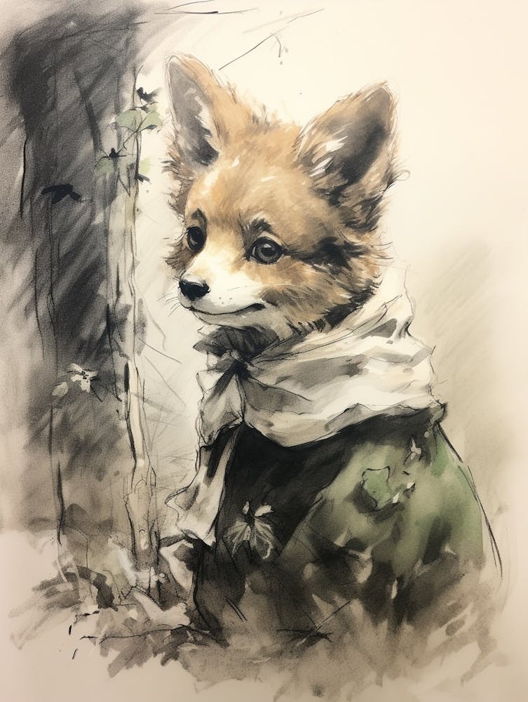 Storybook Animal Watercolour Fox 2