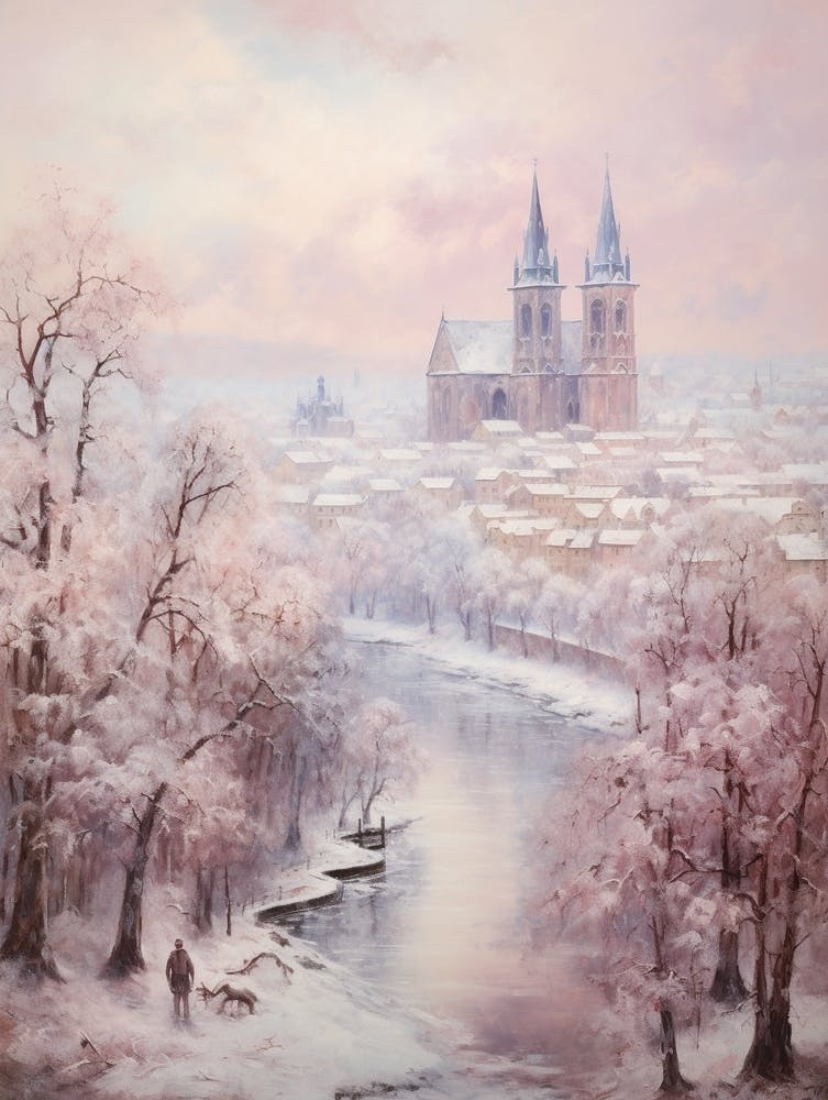Verträumtes Wintergemälde Prag Tschechische Republik 2