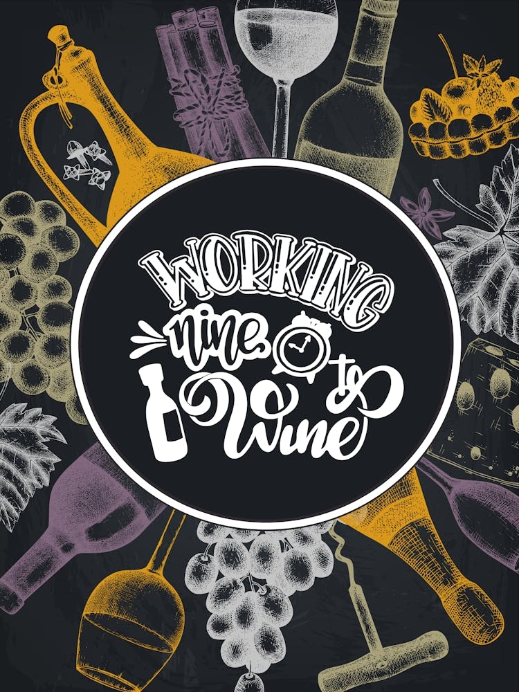 Working With Wine — wine poster, kitchen poster, wine print