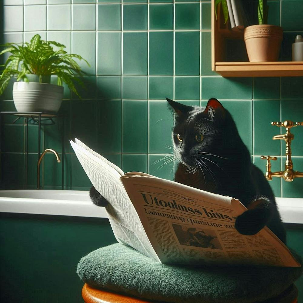 Cat Reading Newspaper 2