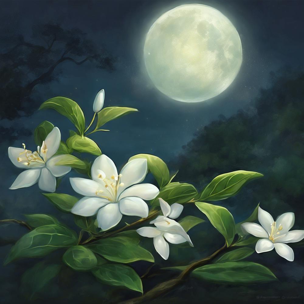 Moonlight With White Flowers