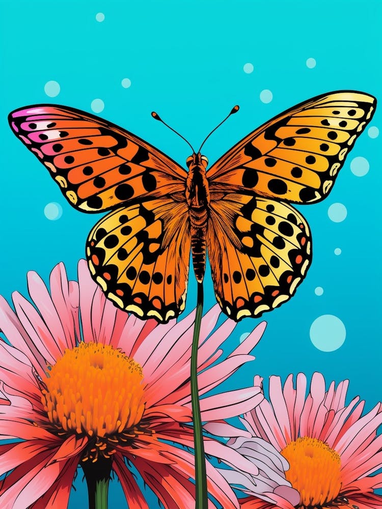 Pop Art Pearl Bordered Fritillary Butterfly 2