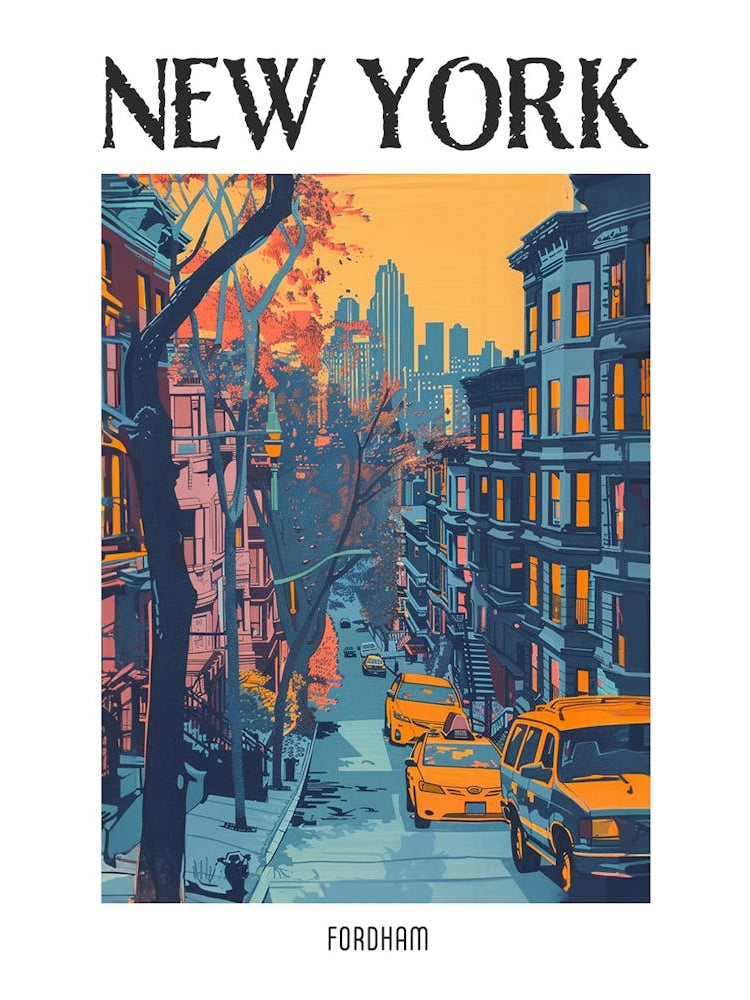 Fordham New York Colourful Silkscreen Illustration 1 Poster