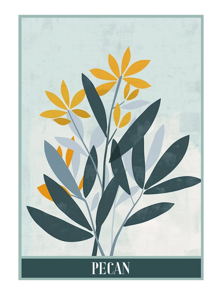 Pecan Tree Flat Illustration 7 Poster