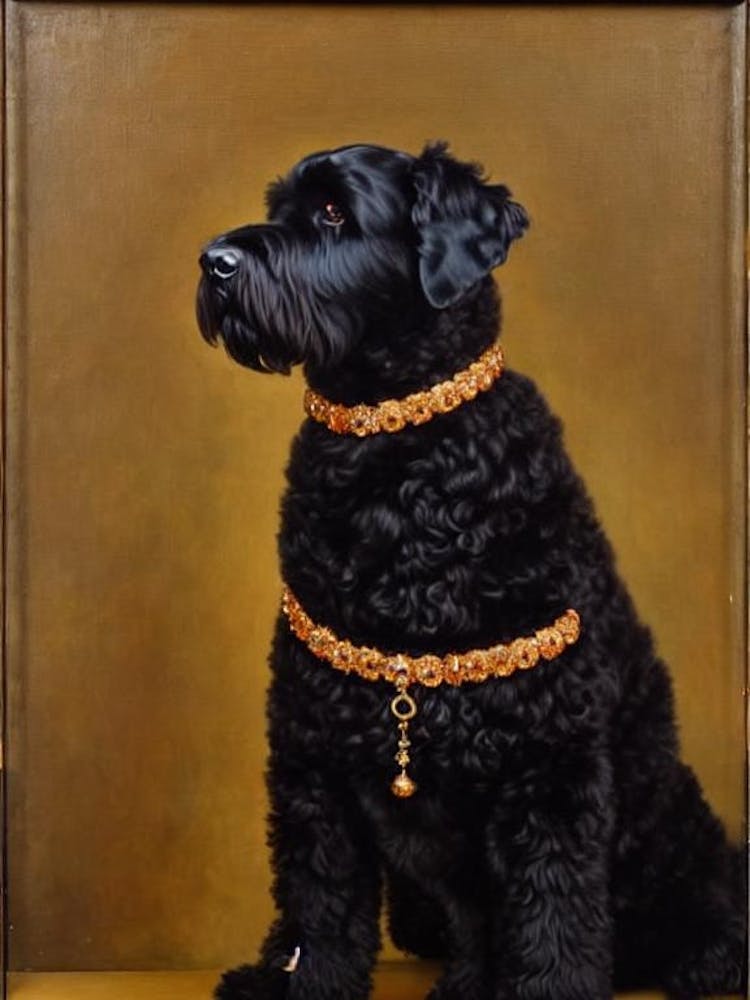 Black Russian Terrier Renaissance Portrait Oil Painting