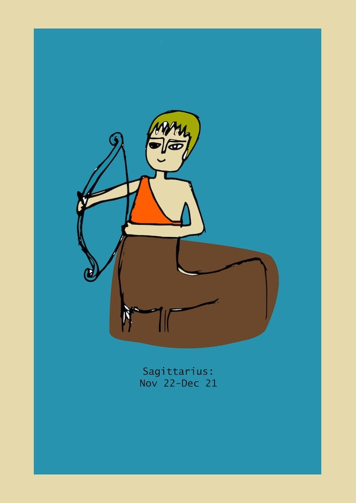 Retro Zodiac Sagittarius Rectangular