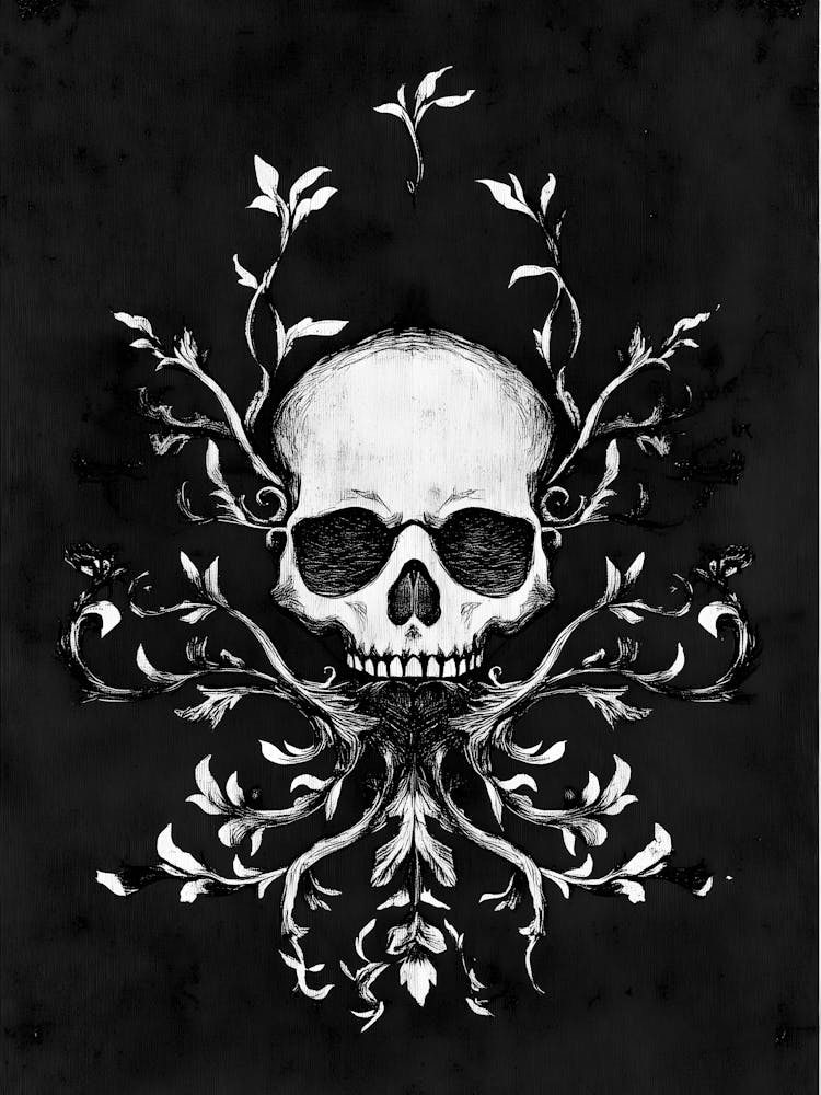 Skull With Leaves