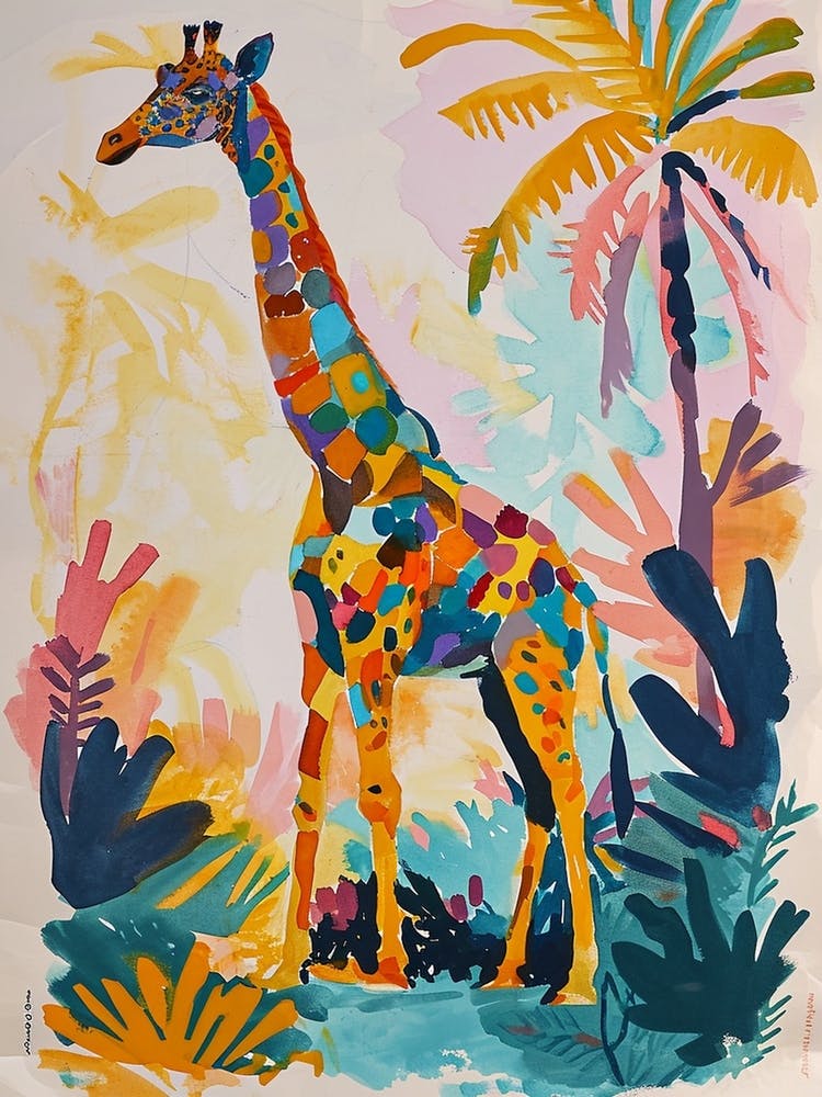 Colourful Giraffe Lead Pattern Painting 4