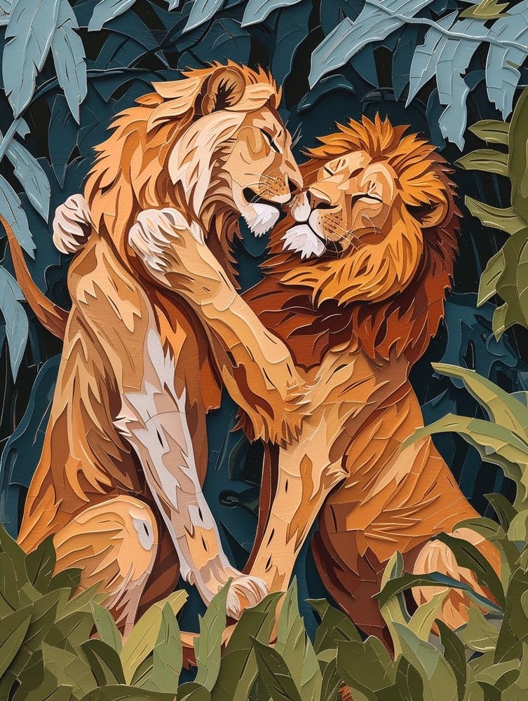 African Lion Relief Illustration Rituals 3