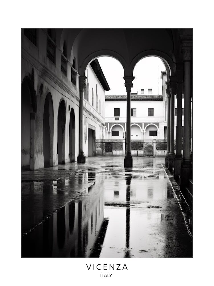 Poster Of Vicenza, Italy, Black And White Analogue Photography 2