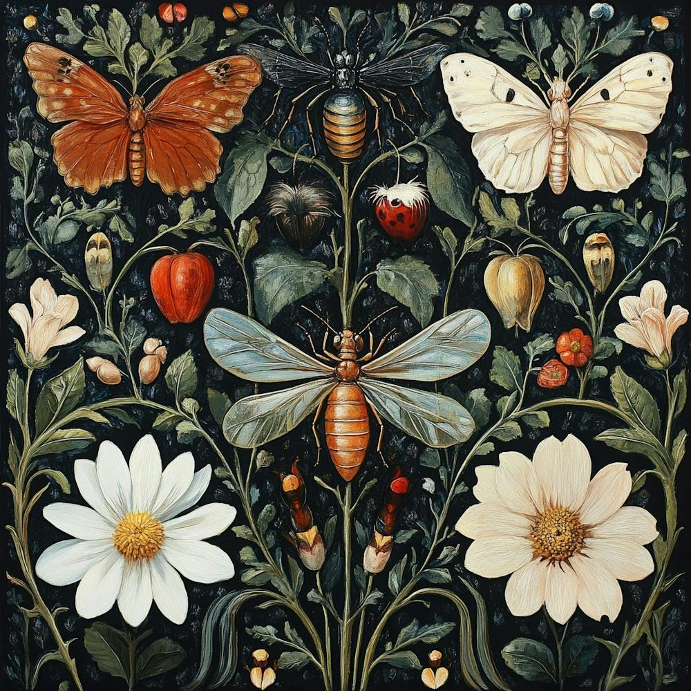 Bees And Flowers Art 1
