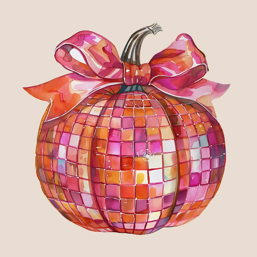 Coquette Bow Disco Pumpkin – Trendy Aesthetic Fall Decor With A Chic Twist 2