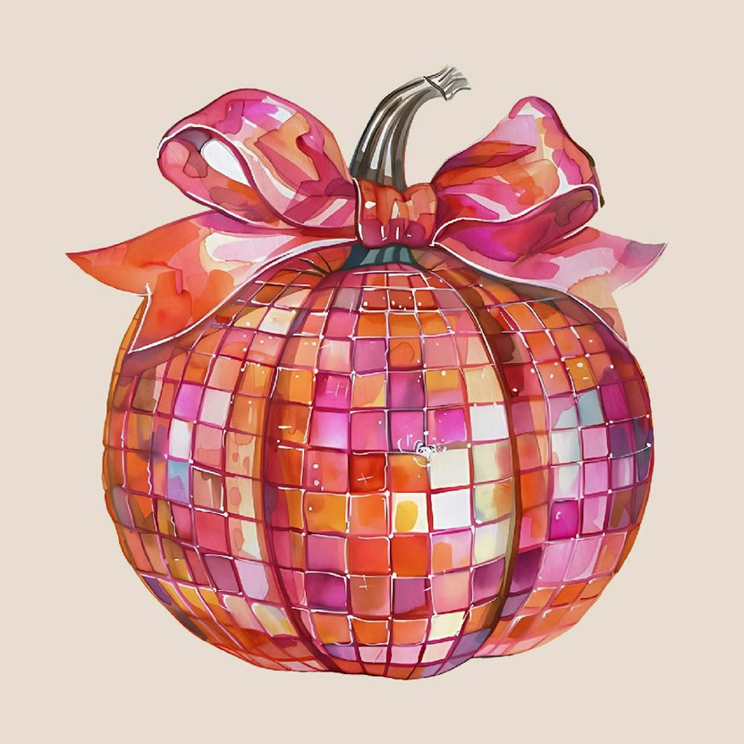 Coquette Bow Disco Pumpkin – Trendy Aesthetic Fall Decor With A Chic Twist 2