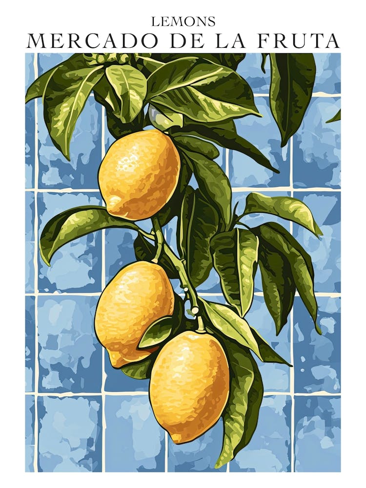 Mercado De La Fruta Lemons Illustration 7 Poster