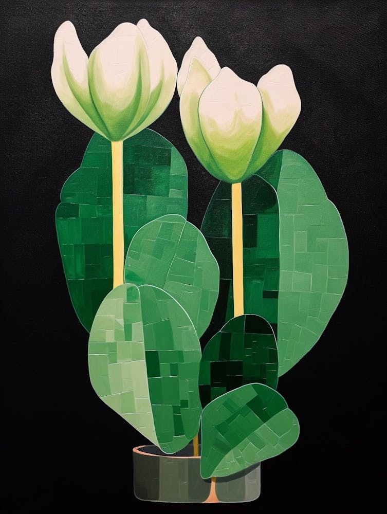 Modern Abstract Cactus Painting Easter Cactus 1