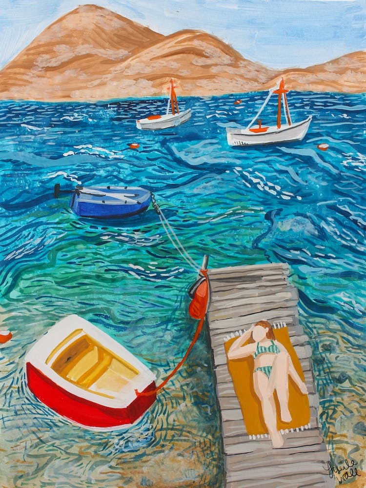 Sunbathing In Milos Greece