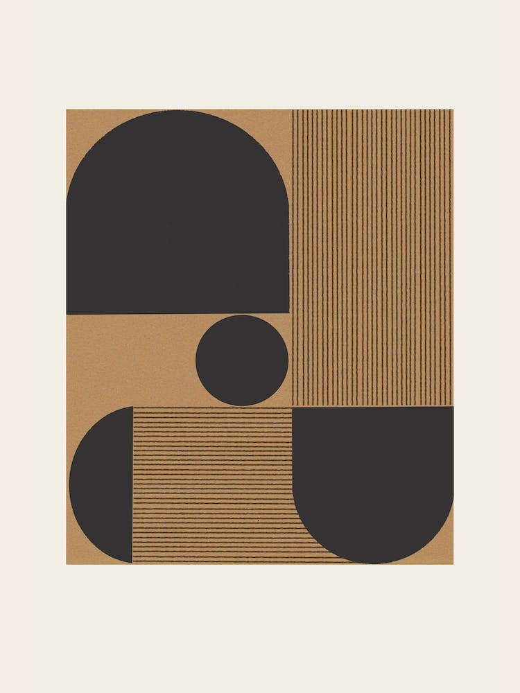 Mid century Geometric Composition, Minimalist Graphic design, Line and circle objects