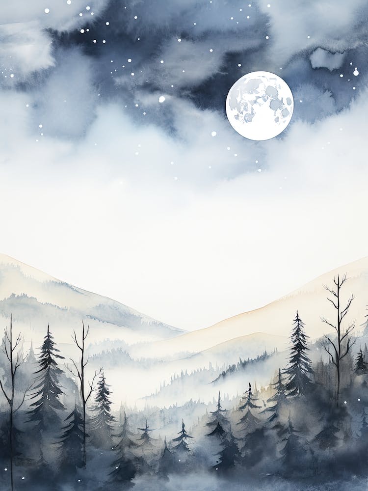 Watercolour Painting Of Bieszczady Mountains   Poland Slovakia And Ukraine 1