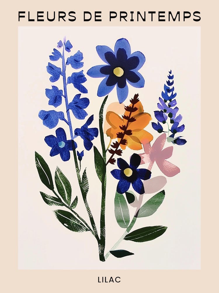 Spring Floral French Poster  Lilac 1