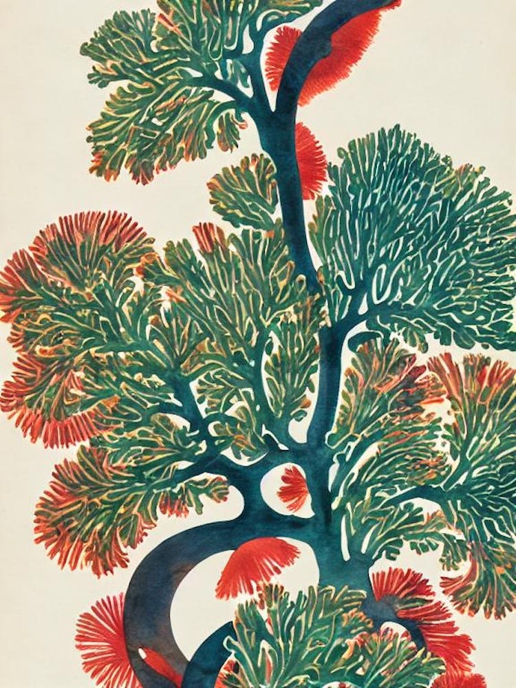 Acropora Gomezi Vintage Graphic Watercolour